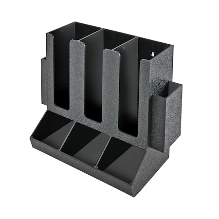 Azar Displays Black Eight Compartment Two-tiered Condiment Organizer 400322